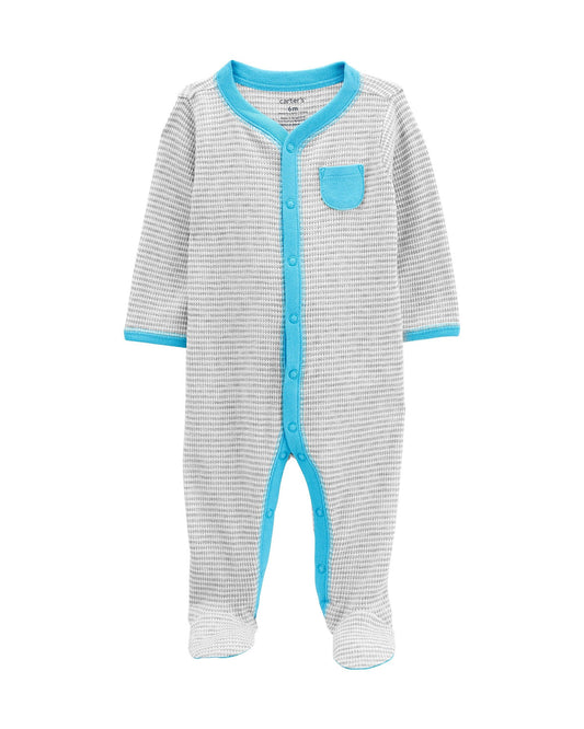 Carter's pijama gris azul botones pie cerrado - Talla 6 meses