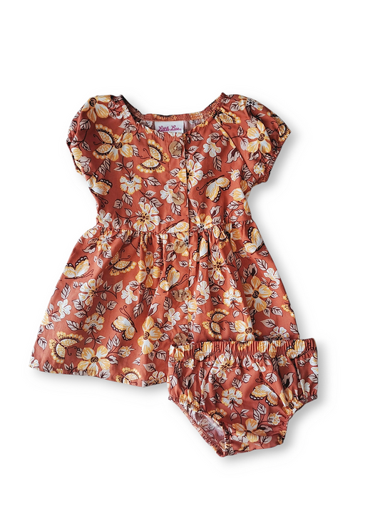 Little Lass vestido floreado con calzon - Talla 6a9 meses