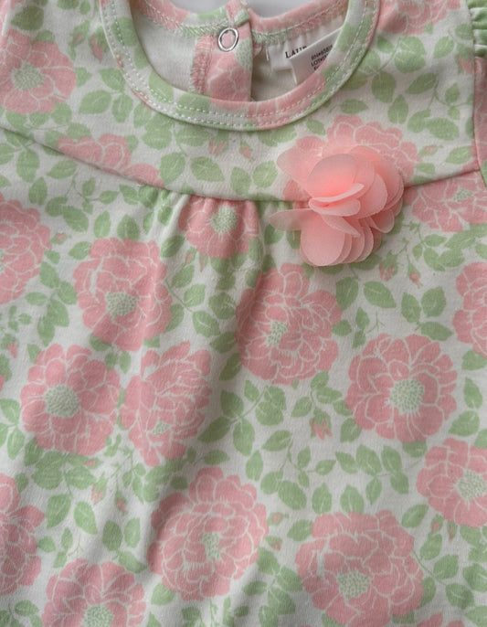 Laura Ashley pijama pie cerrado botones rosa floreada - Talla 3a6m