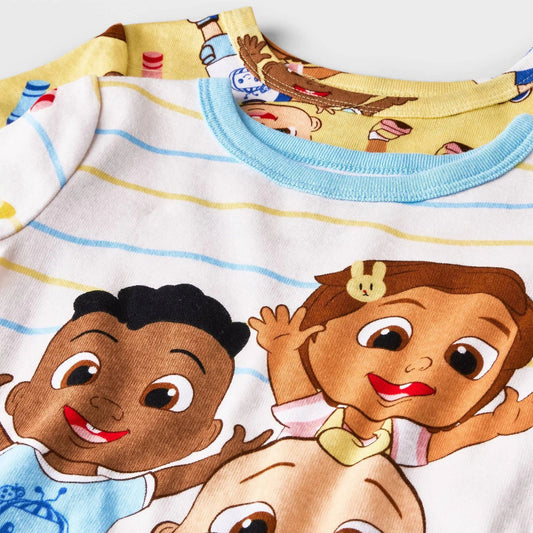 Cocomelon set 2 pijamas amarilla blanca manga corta unisex - Talla 2T