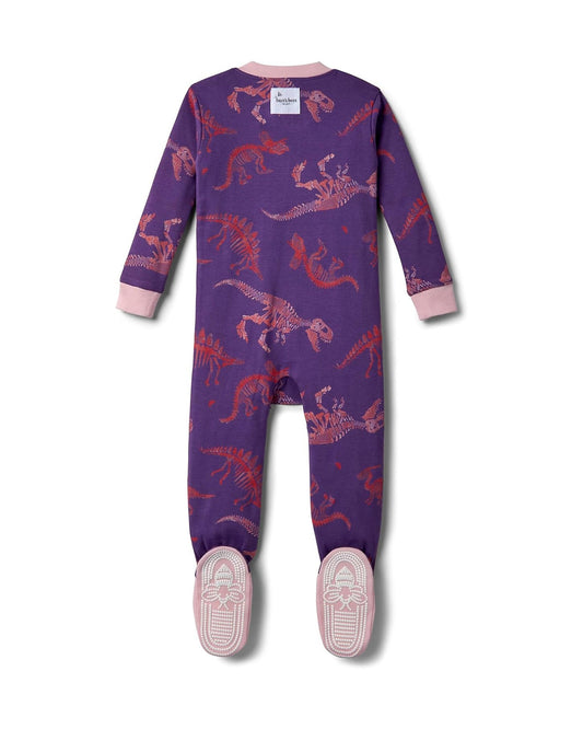 Burt's Bees Baby pijama pie cerrado zipper dinosaurio morada - Talla 18 meses