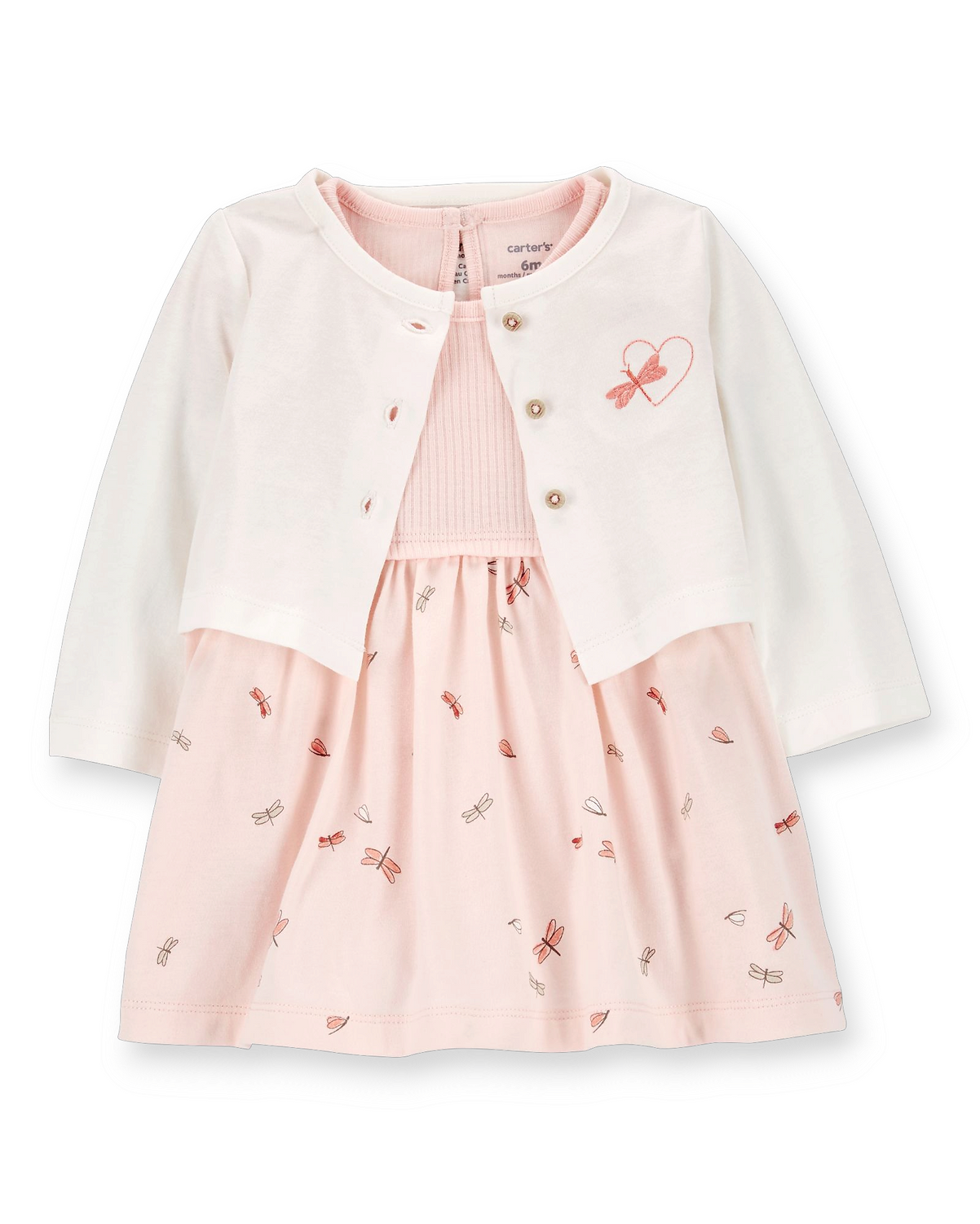 Carter's Set vestido y cardigan rosa libélula - Talla 9m