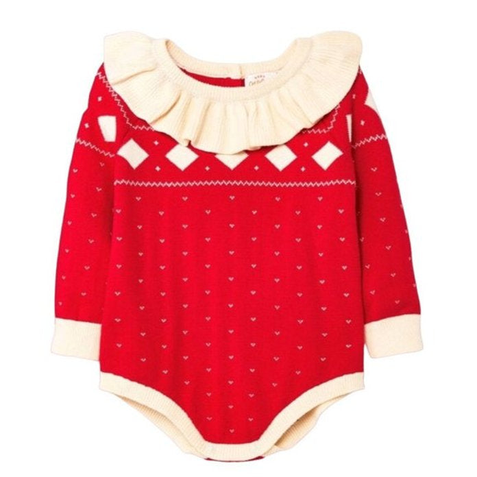 Cat & Jack mameluco manga larga rojo navidad - Talla 18 meses