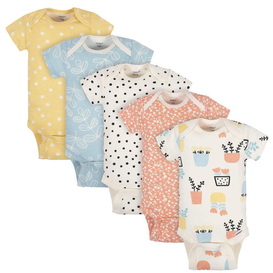 Gerber set 5 mamelucos manga corta flores - Talla 12m