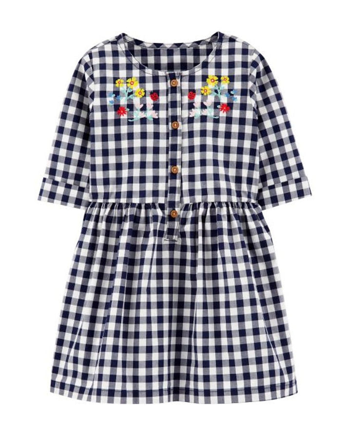 Carters Vestido cuadros con flores  - Talla 2T