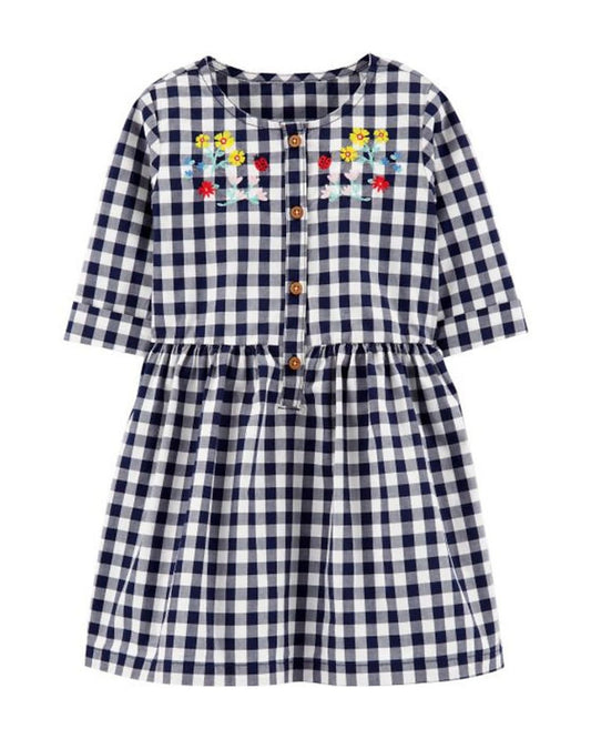 Carters Vestido cuadros con flores  - Talla 2T