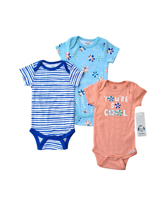 Gerber set 3 mamelucos manga corta multicolor - Talla 6a9m