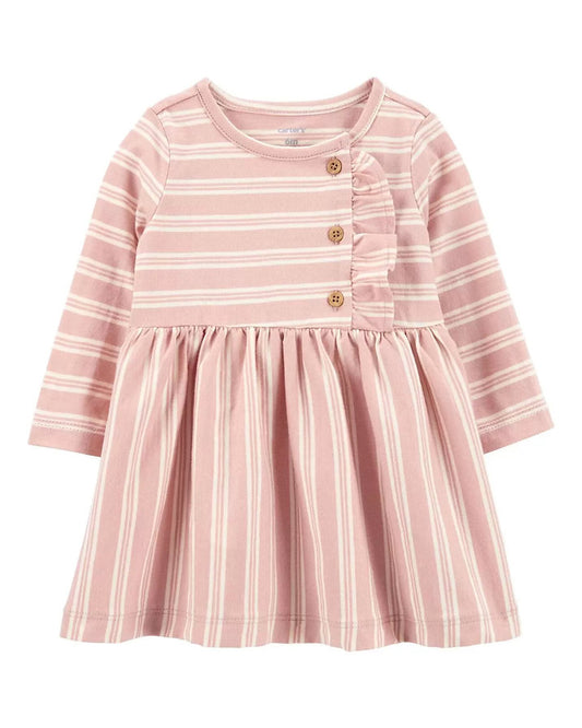 Carters vestido rosa rayas - Talla 6m