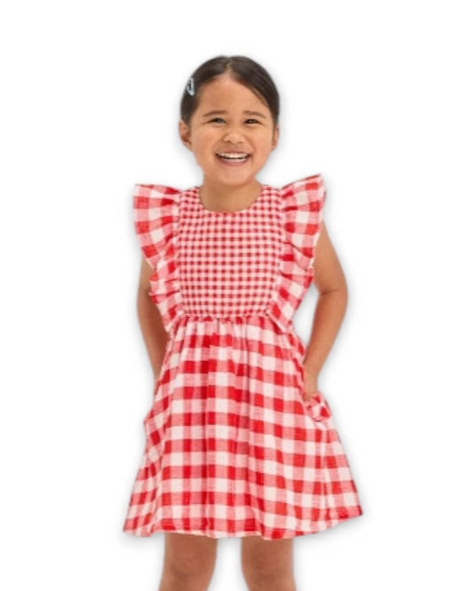 Cat & Jack vestido rojo cuadros - Talla 4T