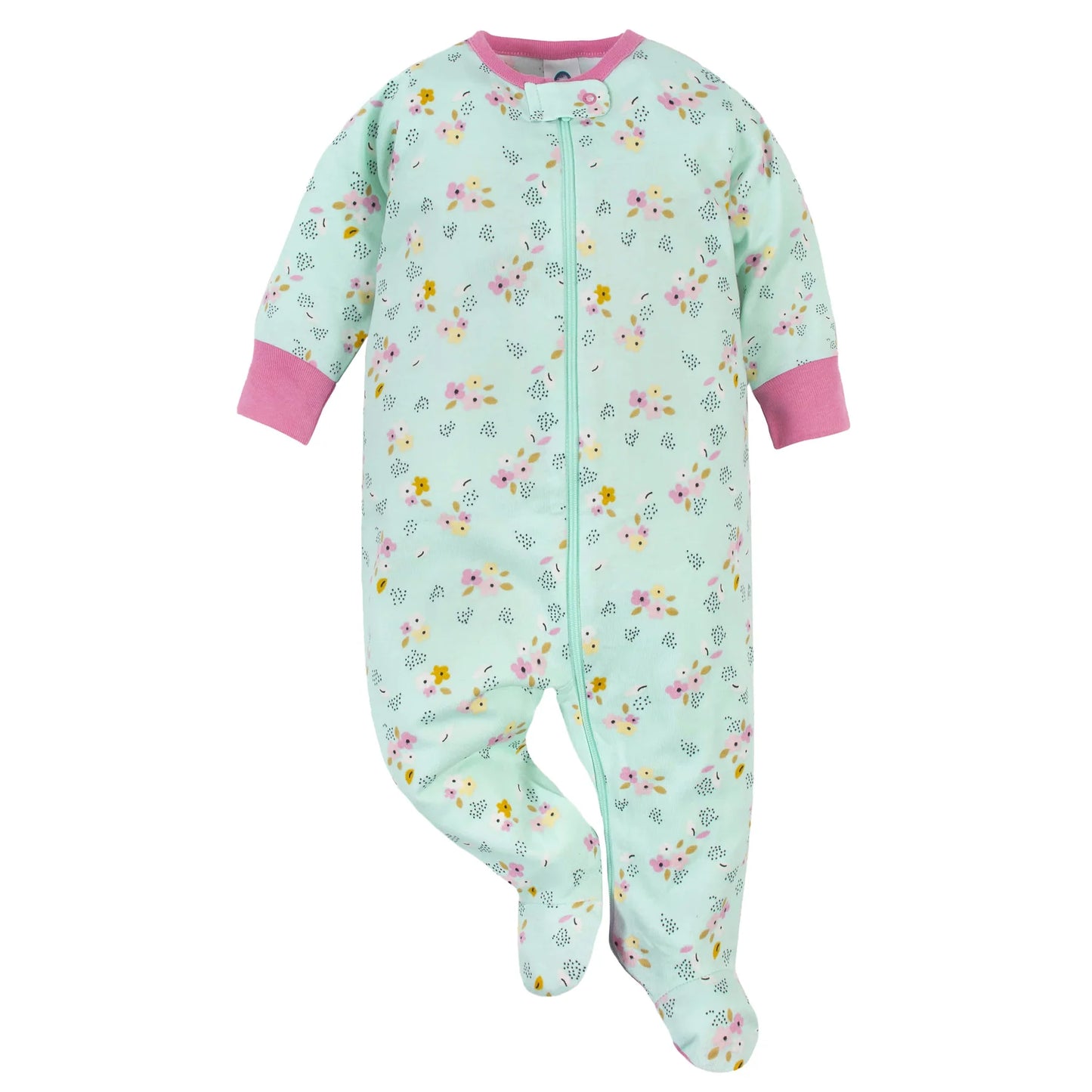 Gerber set 2 pijama pie cerrado zipper rosa zorrito - Talla 0a3m