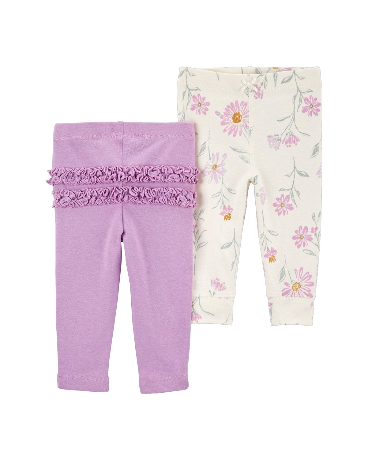 Carter's Set 2 pantalones lila y blanco flores - Talla 18 meses