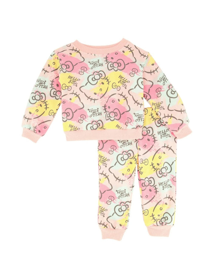 Hello Kitty conjunto rosa jogger y sueter multicolor - Talla 24 meses