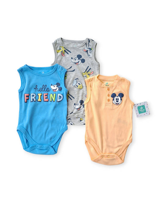 Disney Baby set 3 mamelucos sin manga Mickey - Talla 12 meses