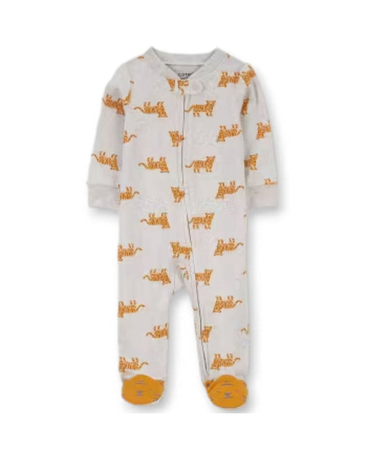Carter's pijama pie cerrado doble zipper tigre - Talla Recién Nacido