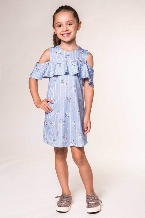 Infanti vestido flores rayas - Talla 2T 4T