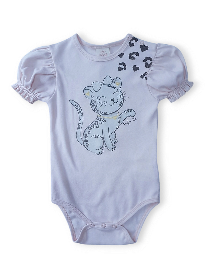 Infanti bodysuit mameluco rosa manga corta gatita - Talla 18a24 meses