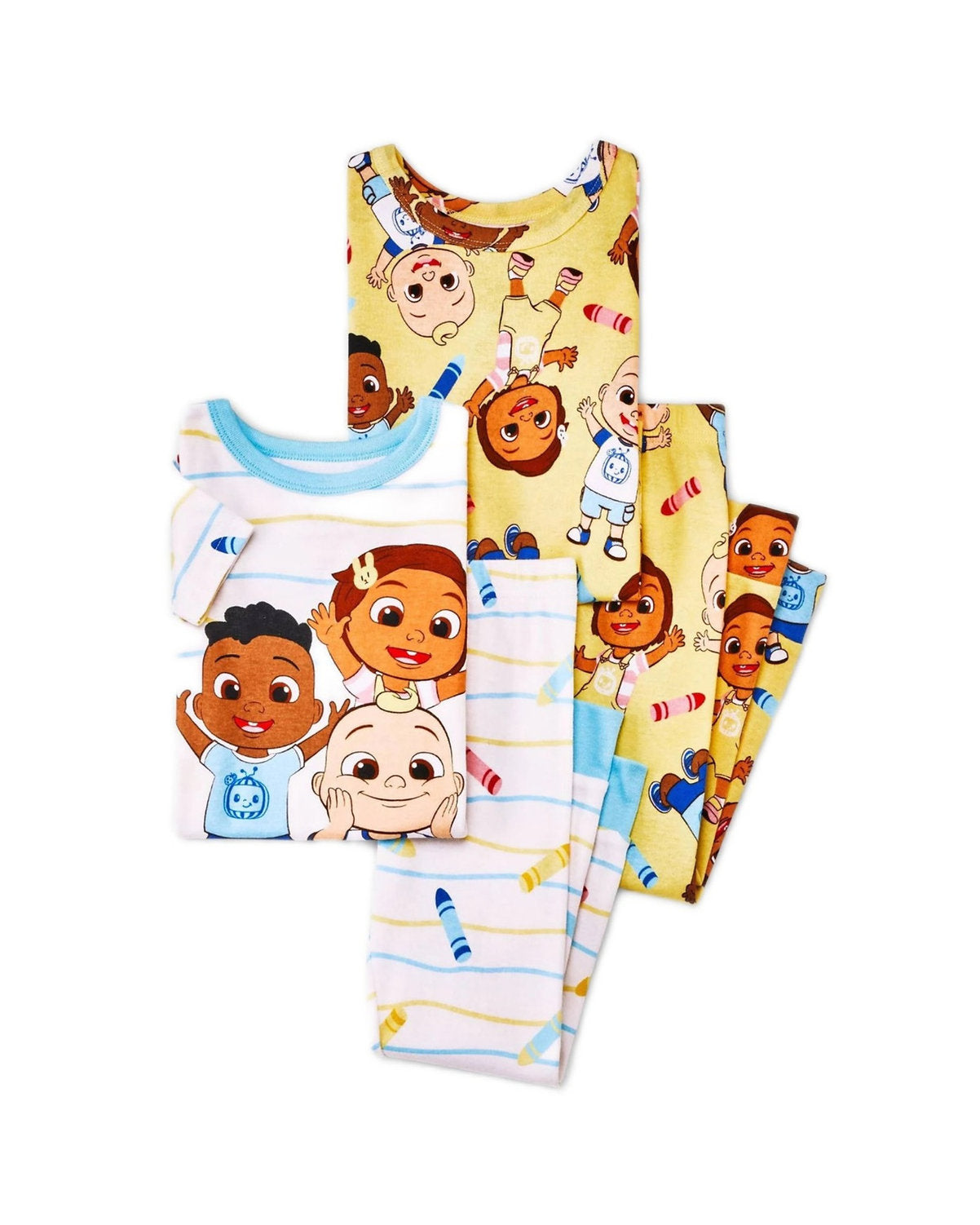 Cocomelon set 2 pijamas amarilla blanca manga corta unisex - Talla 2T