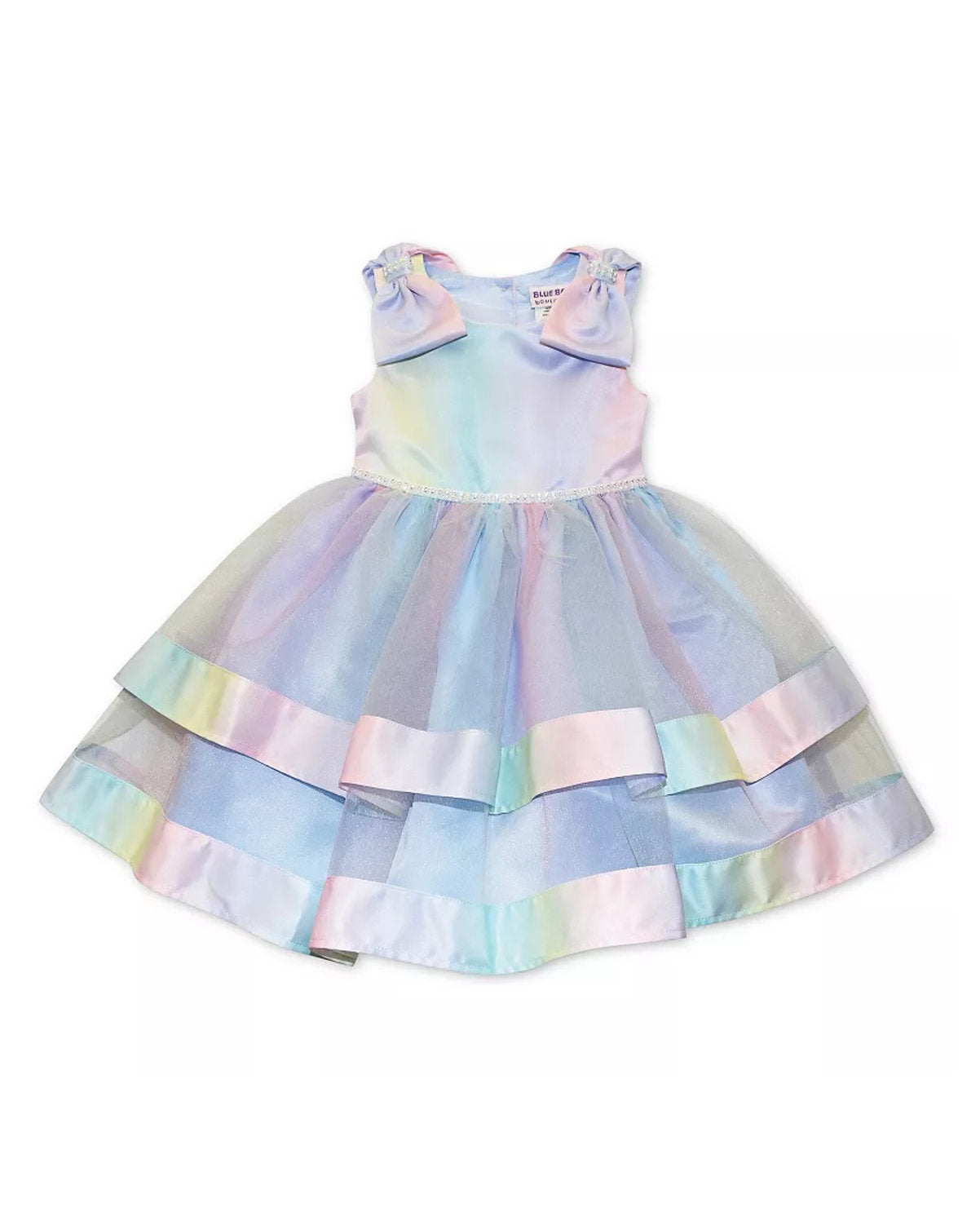 Blueberi Boulevard vestido multicolor doble capa sin mangas - Talla 6a9 meses