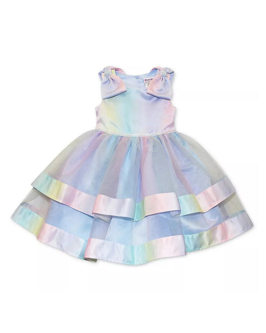 Blueberi Boulevard vestido multicolor doble capa sin mangas - Talla 6a9 meses