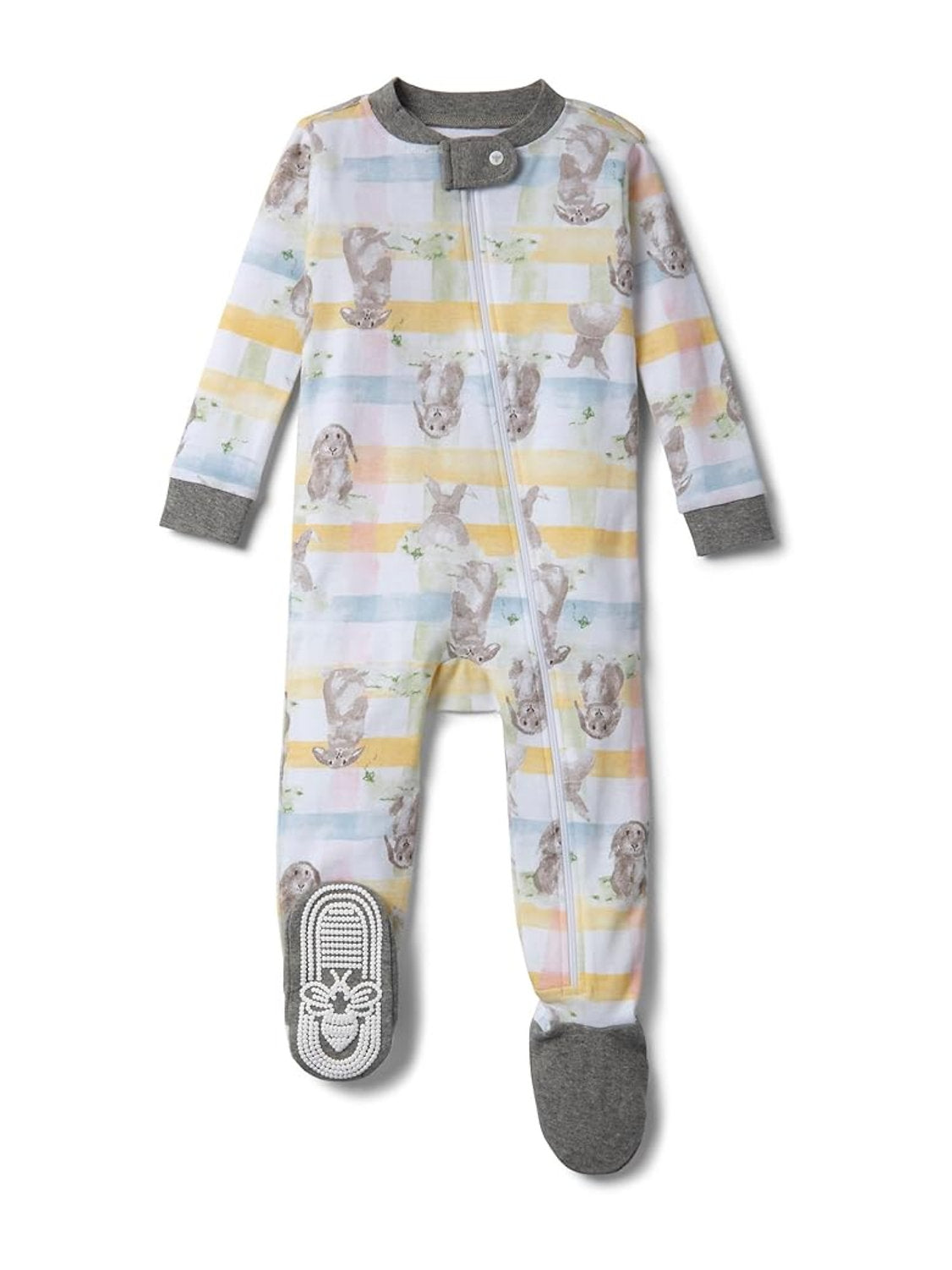 Burt's Bees Baby pijama conejito zipper pie cerrado - Talla 3a6m 6a9m
