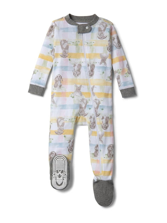 Burt's Bees Baby pijama conejito zipper pie cerrado - Talla 3a6m 6a9m