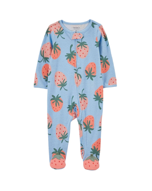 Carter's pijama fresita pie cerrado doble zipper - Talla RN 9m