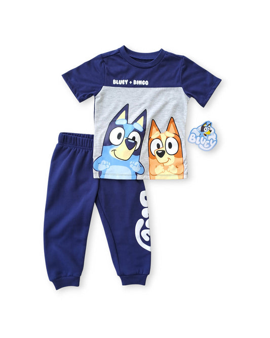Bluey conjunto 2 piezas jogger y camiseta azul gris - Talla 24 meses