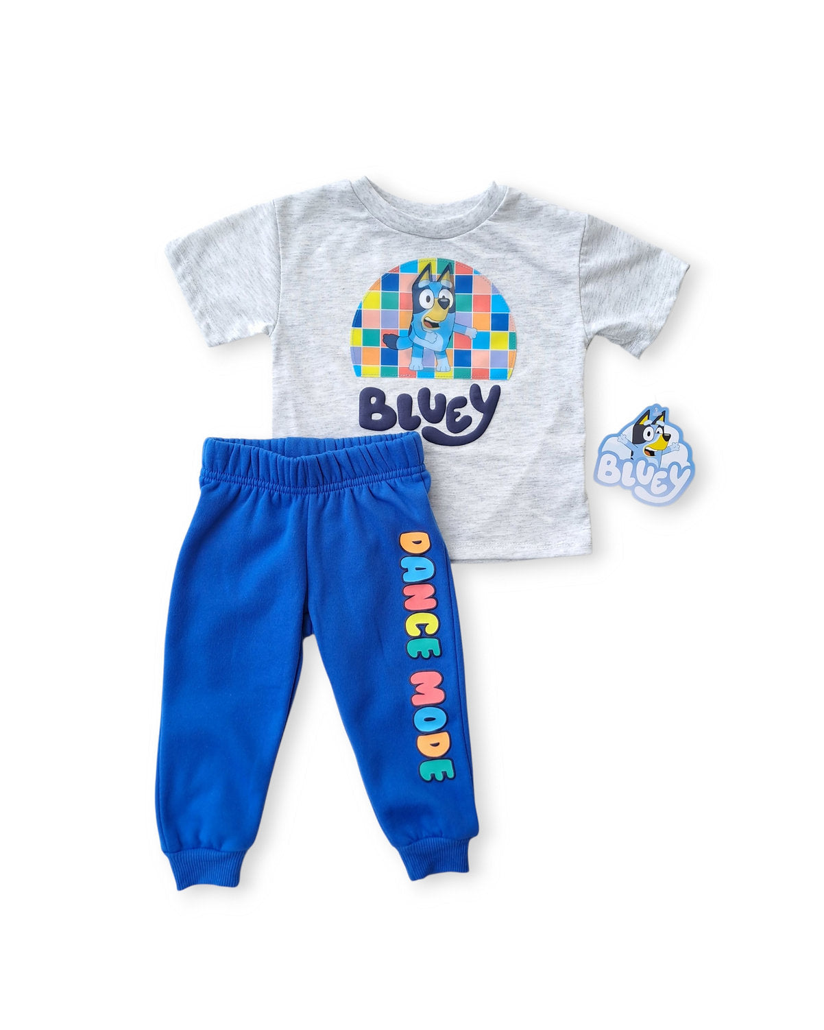 Bluey conjunto 2 piezas jogger y camiseta gris holograma- Talla 12m 24m