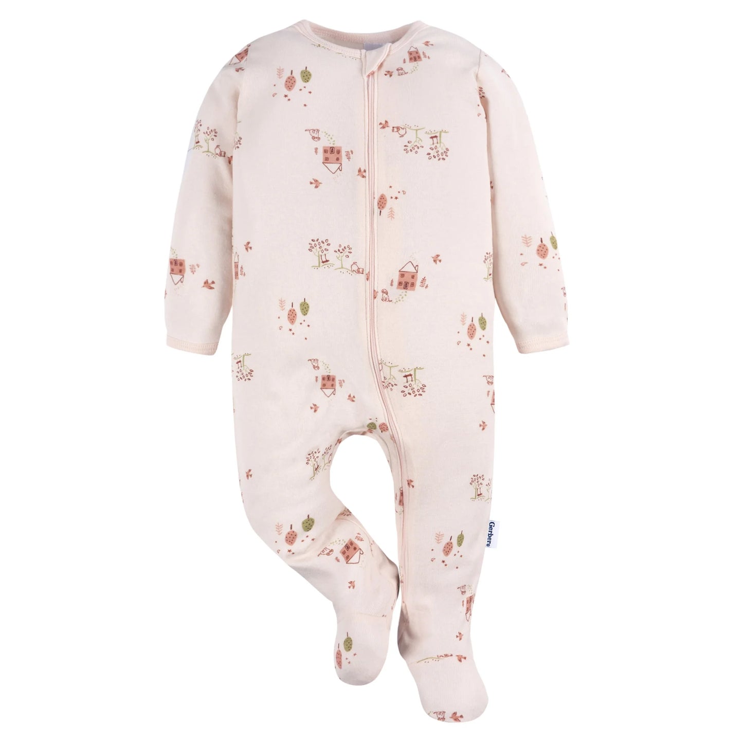 Gerber set 2 pijamas zipper pie cerrado granja - Talla RN - 0a3m