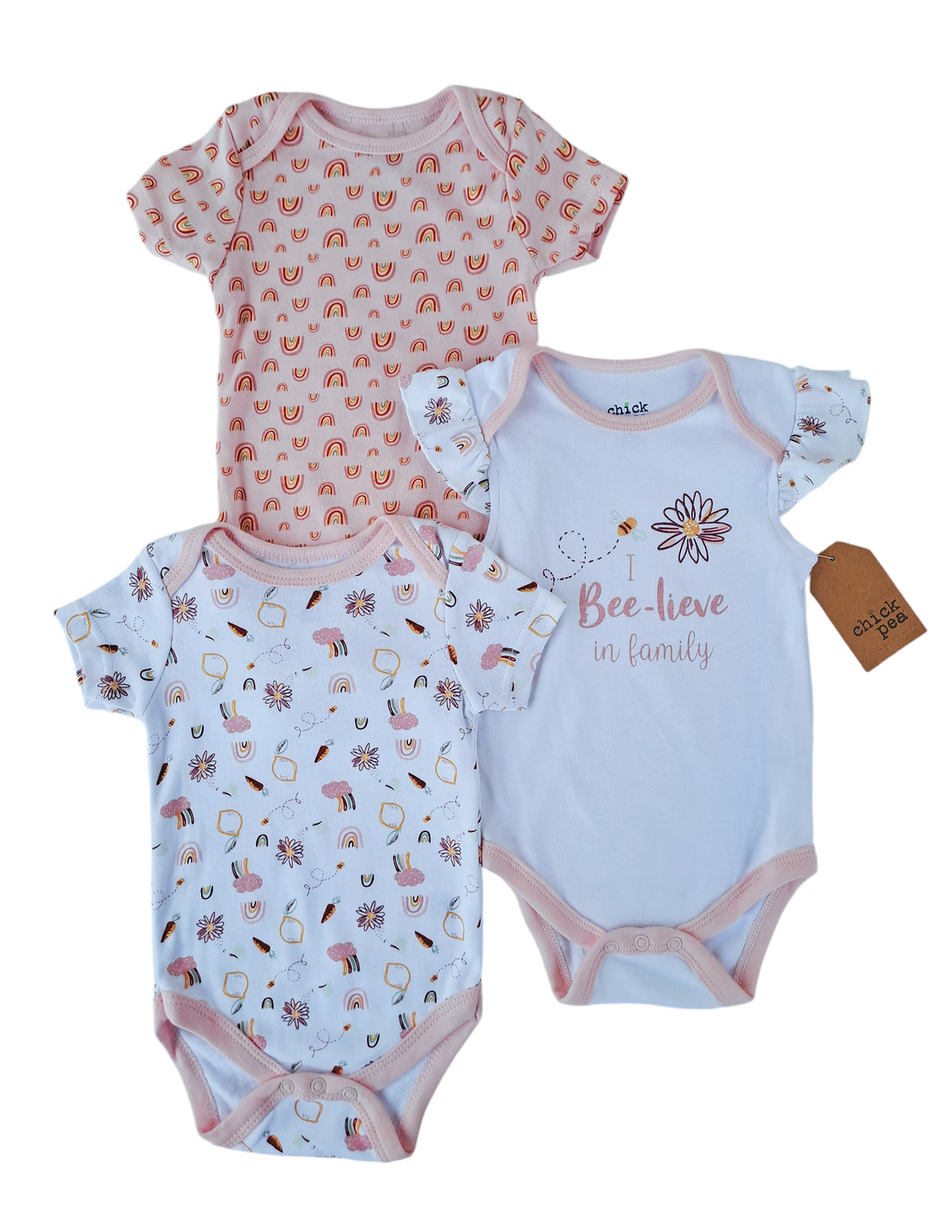 Chick Pea set 3 mamelucos Bee-lieve - Talla 3a6 meses