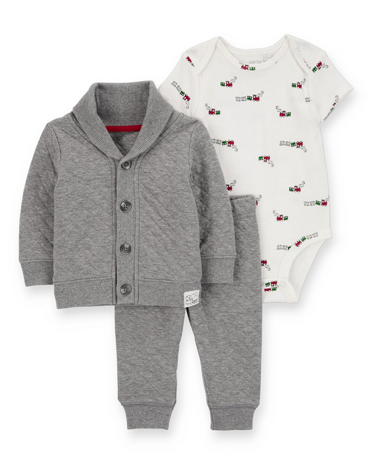 Carter's conjunto 3 piezas abrigo jogger mameluco - Talla 24m