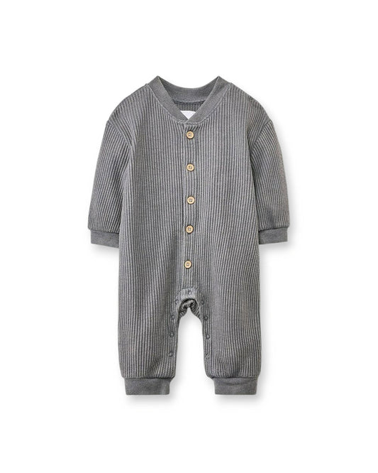 Grayson mini romper gris plomo botones - Talla 6a9 meses