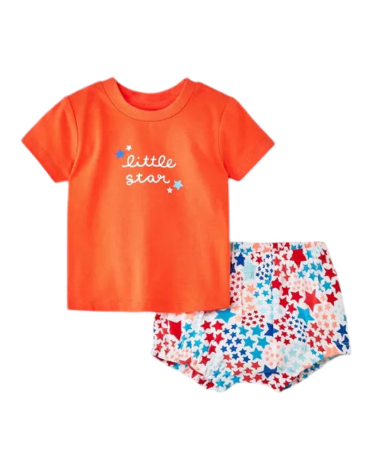 Cat & Jack conjunto short estrellas camiseta naranja - Talla 3a6m 18m