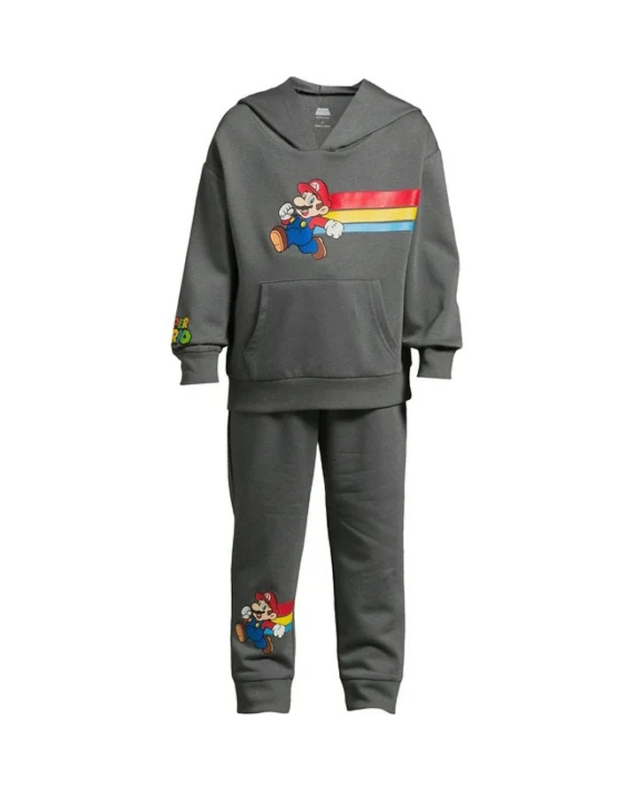 Mario Bros conjunto abrigo y jogger gris - Talla 2T