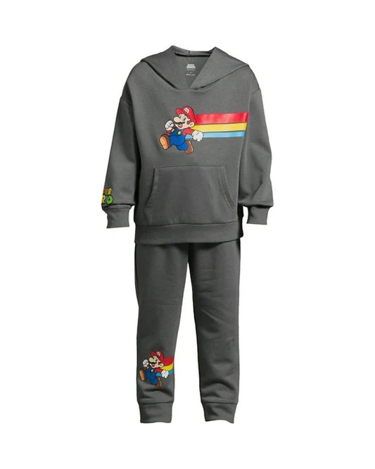 Mario Bros conjunto abrigo y jogger gris - Talla 2T