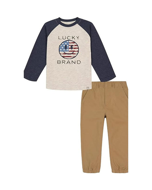 Lucky Brand conjunto pantalon y sueter manga larga - Talla 12 meses