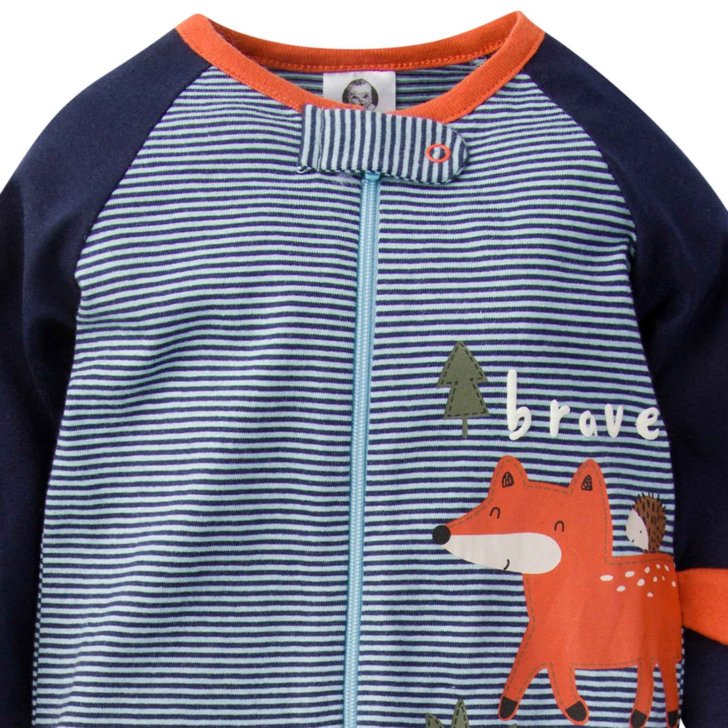 Gerber set 3 pijamas pie cerrado zipper zorro - Talla 0a3 meses