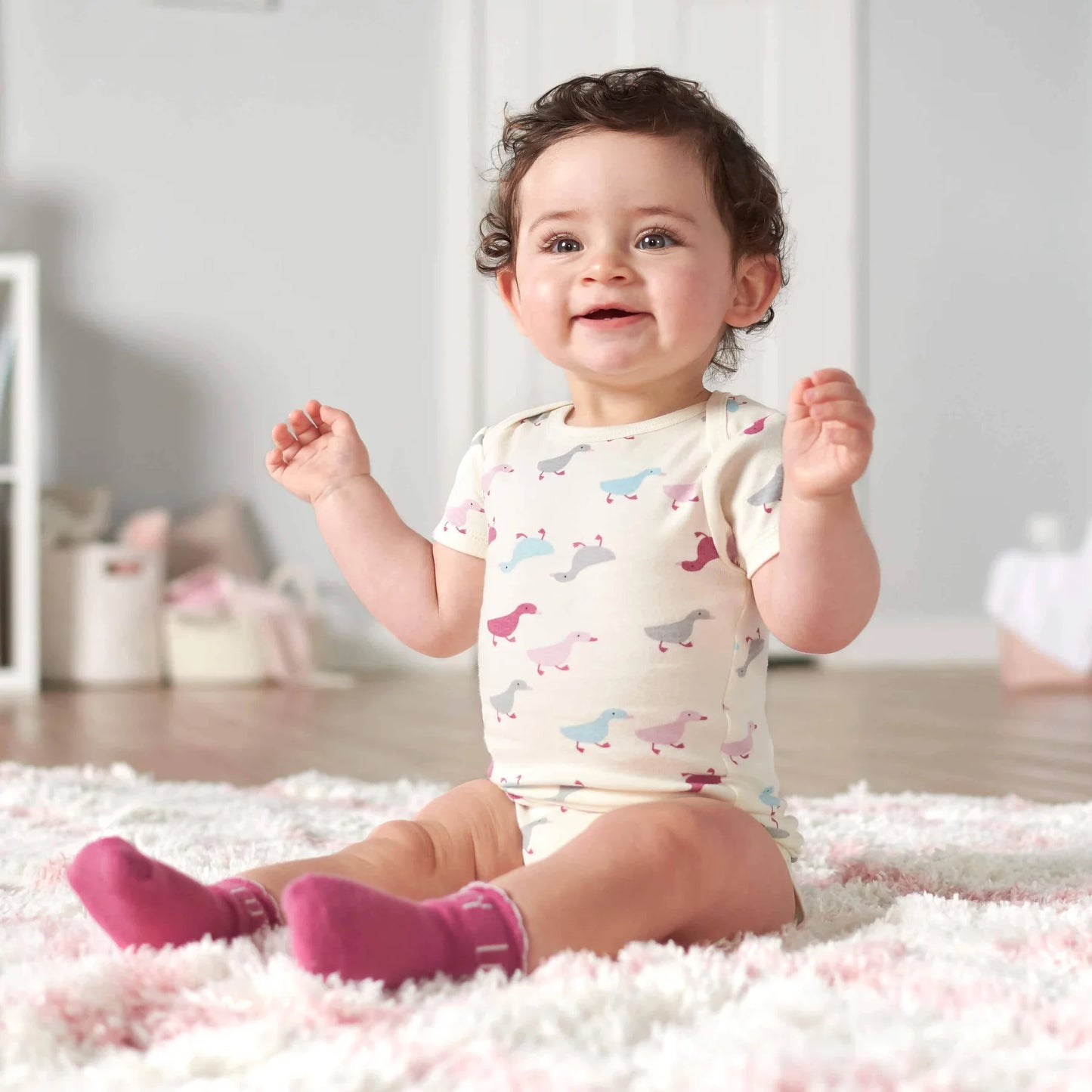 Gerber set 5 mamelucos manga corta patos - Talla 6a9m 12m