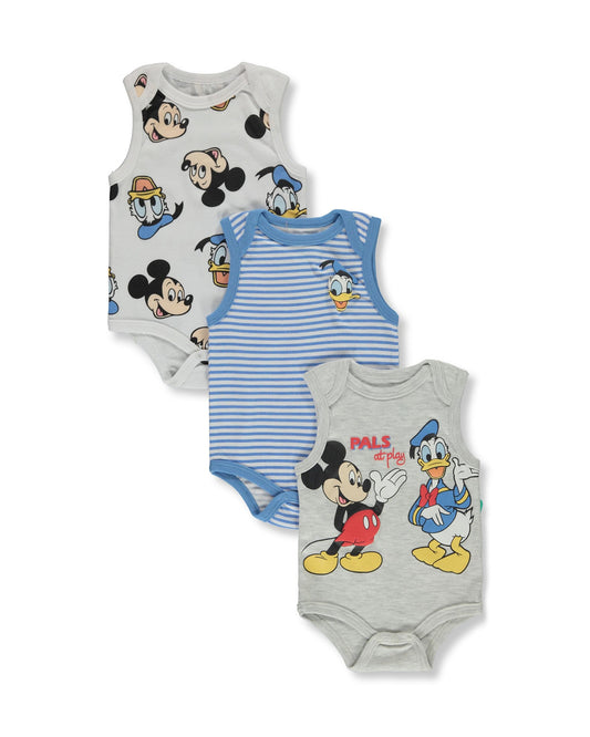 Disney Baby set 3 mamelucos sin manga Mickey & Donald - Talla 6a9m