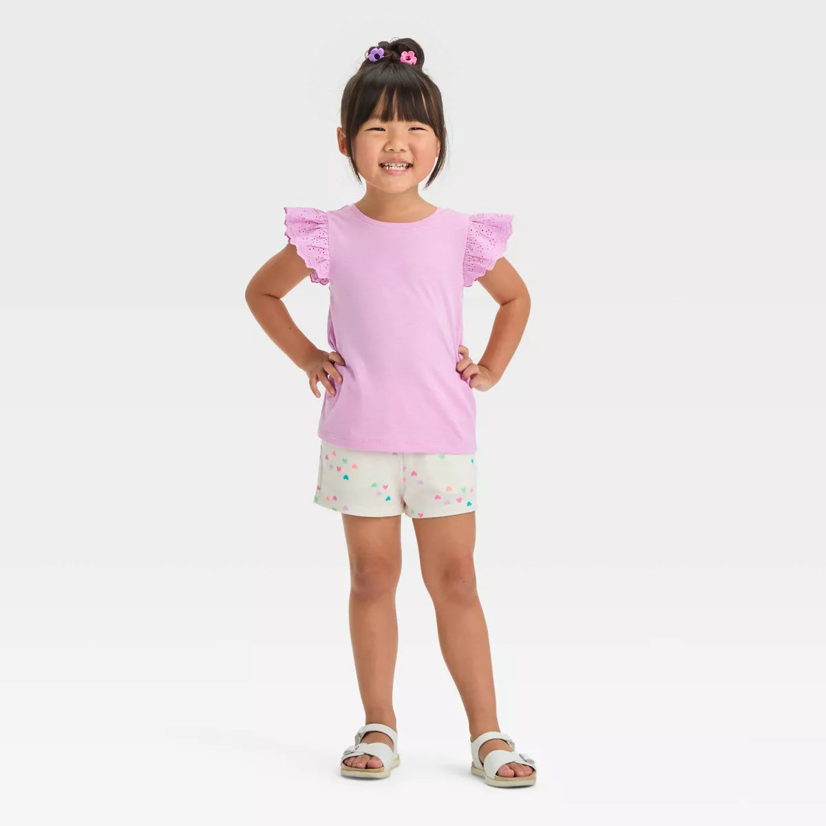 Cat & Jack short blanco corazones - Talla 3T