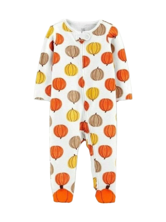 Carter's pijama zipper pie cerrado calabazas unisex - Talla 3 meses