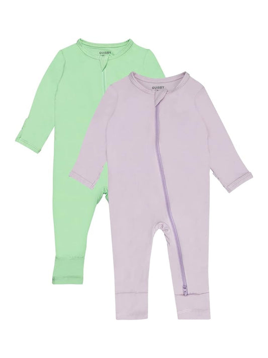 Guisby set 2 pijamas cierre tela rayón bambú - Talla 12a18 meses