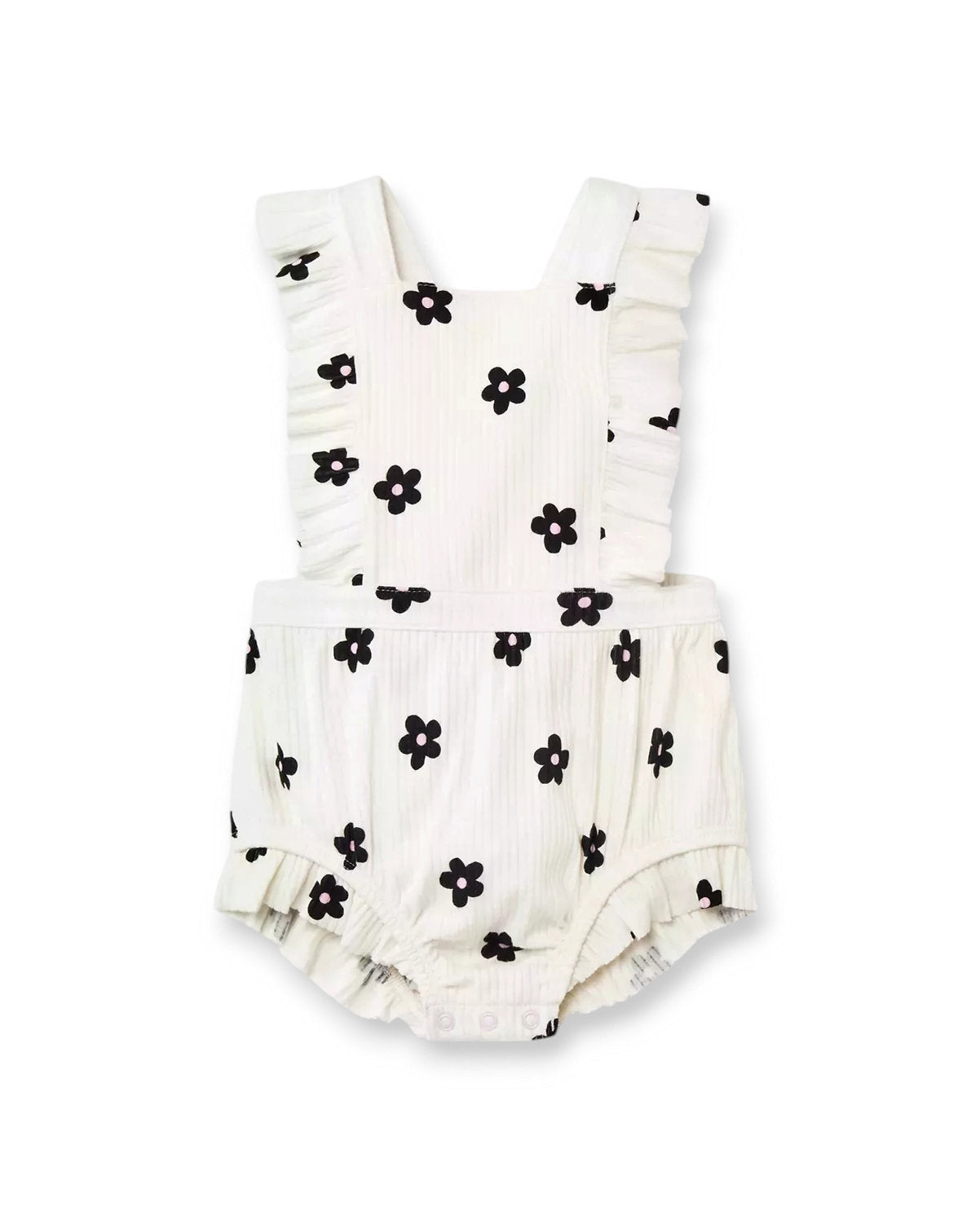 Cat & Jack romper blanco flores negras - Talla 12 meses