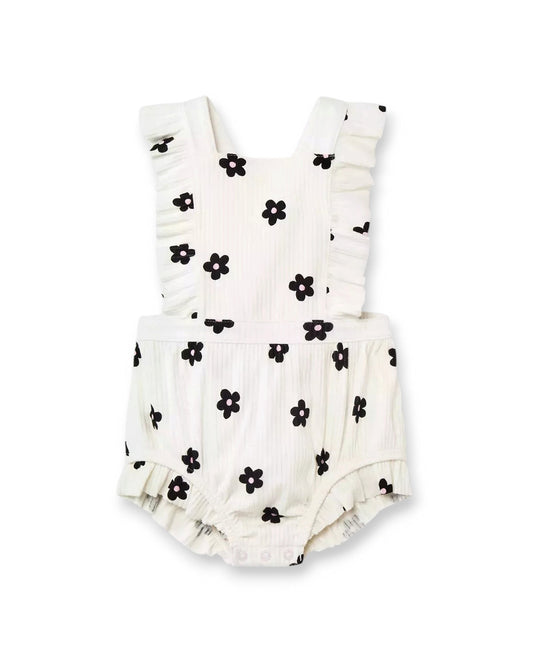Cat & Jack romper blanco flores negras - Talla 12 meses