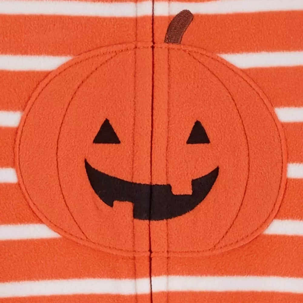Carter's pijama halloween calabaza pie cerrado doble zipper tela polar - Talla 6 meses