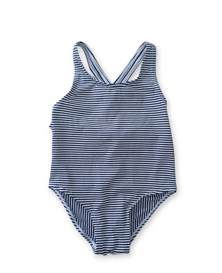 Traje de baño niña azul rayas - Talla 4/5