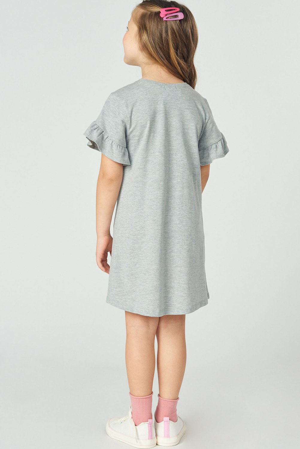 Infanti vestido gris corazón rosa - Talla 4