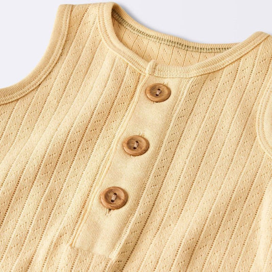 Cloud Island romper amarillo sin mangas y gorro botones - Talla 18m