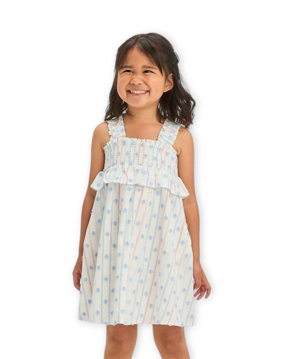 Cat & Jack vestido blanco rayas - Talla 3T