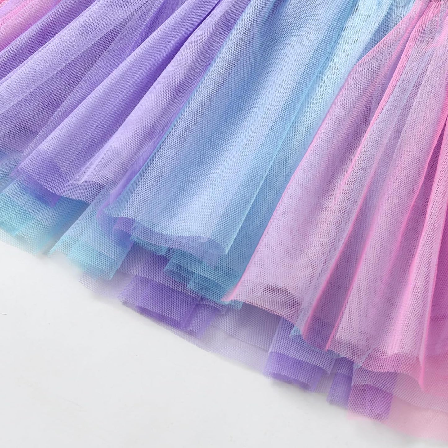 Vikita vestido azul manga larga sirena con tutú multicolor - Talla 5/6
